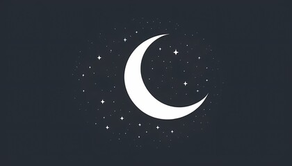Fototapeta premium Crescent Moon and Stars: A Serene Night Sky Illustration