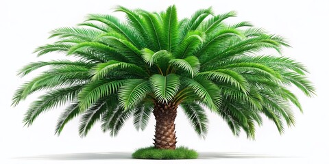 Fototapeta premium Lush Green Date Palm Tree Isolated on White Background - Stock Photo