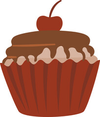 Hand drawn Chocolate Cupcake Illustration