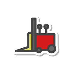 ステッカー風乗り物関連の単品アイコン　フォークリフト