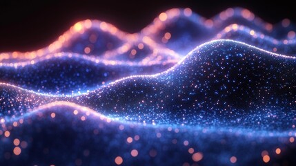 Futuristic Glowing Waves in Digital Abstract Design. Generative AI