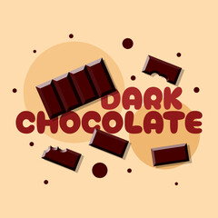 National Dark Chocolate Day to celebrate on February 1st. Dark chocolate bar and bold text on beige background. Food event banner.