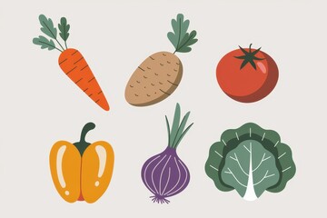 Fototapeta premium Colorful Illustration Featuring Assorted Fresh Vegetables