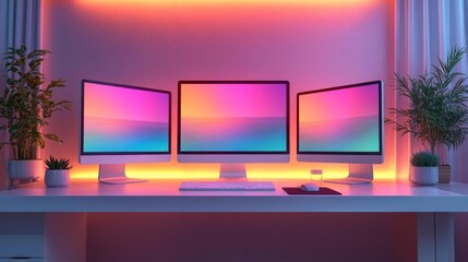Minimalistic Computer Setup with Gradient Screens. Generative AI