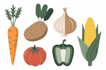 Colorful Illustration of Fresh Garden Vegetables