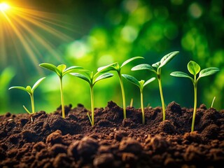 Vibrant Green Seedlings Emerging from Rich Soil - Growth, Renewal, and Nature's Resilience