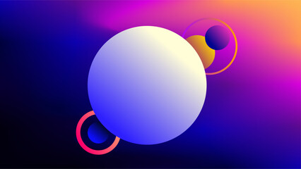 White blue circle with outline circle design over creative asbtract background