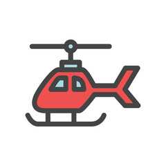 カラー乗り物関連の単品アイコン　ヘリコプター