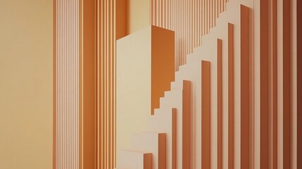 Obraz premium Abstract Geometric Orange Staircase Architecture Design
