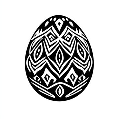 Easter egg line art black and white illustration, art for print, sketch tattoo idea, line and geometric ornament, Easter ideas for eggs drawing, printable, on white background