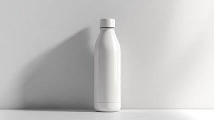 White insulated water bottle on white background.