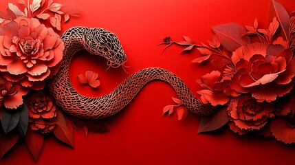 Chinese New Year.lunar new year,year of the snake. symbolizes the Lunar New Year of China