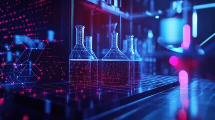 Medicine low poly wireframe banner template. Polygonal medical laboratory analysis, scientific lab testing