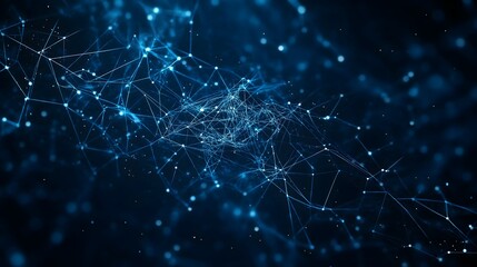 Abstract Neural Network: A mesmerizing digital depiction of a neural network, rendered in vibrant blue hues, showcasing intricate connections and data flow with a futuristic essence.