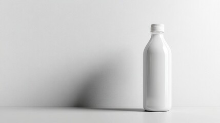 White plastic bottle on white background.