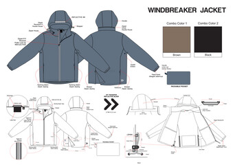 WINDBREAKER JACKET MOCKUP VECTOR  WITH DETAILED DESCRIPTION.eps © Iwan