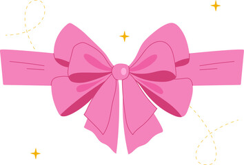 Cute pink bow. Hair accessory. Bow for wrapping gifts. Vector illustration