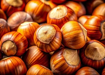 Macro Photography of Hazelnuts: Close-up Detail of Nut Shells and Kernels