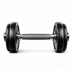 Fototapeta premium Black dumbbell with silver handle isolated on transparent background png