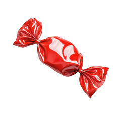 Wrap red candy isolated on transparent background