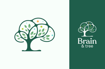 Abstract brain & tree, fun colorful Neurodivergent, neurotypical logo illustration