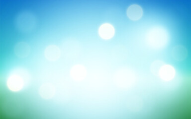 Blue and Green Bokeh Lights on Soft Gradient Background. Dreamy White Orbs Floating on a Tranquil Aqua Hue, Background decoration