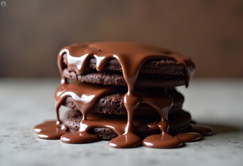 Chocolate cookies on the gray background
