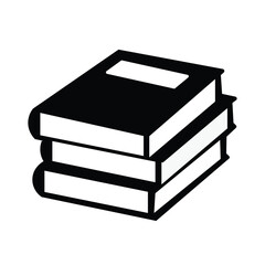 vector silhouette of stack of books or dictionaries isolated on white background