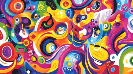 A colorful mural featuring vibrant graffiti art, filled with dynamic and expressive design.