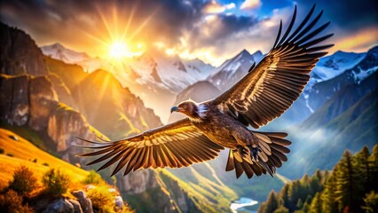 Obraz premium Majestic Cinereous Vulture in Flight, Bokeh Background - Wildlife Photography
