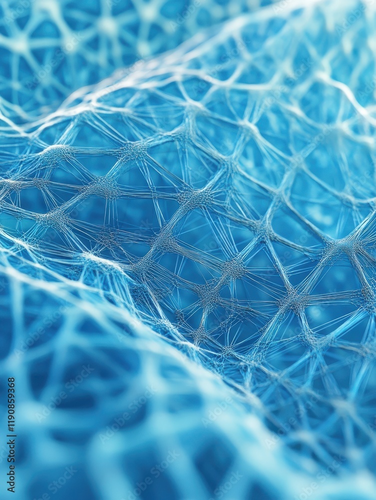 Poster close up of creative blue polygonal background with mesh. network and science concept. 3d rendering