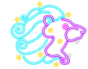 Neon glow leo zodiac icon