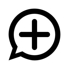 plus sign round speech bubble outline vector icon