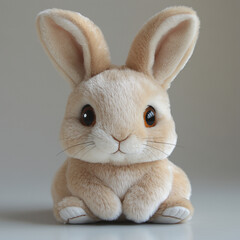 Beige toy bunny with soft fur and realistic design