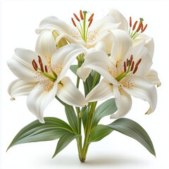 Fototapeta premium White lilies bouquet in natural lighting
