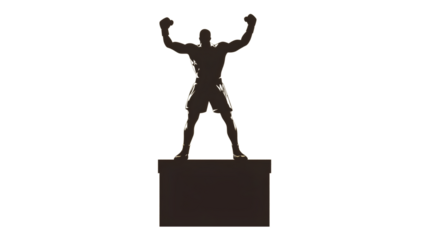 Winning boxer silhouettes isolated on Transparent PNG. 