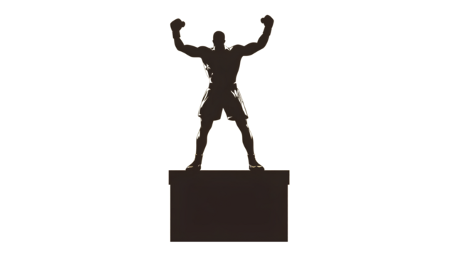 Winning boxer silhouettes isolated on Transparent PNG. 