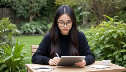 Obraz premium a businesswoman working on laptop