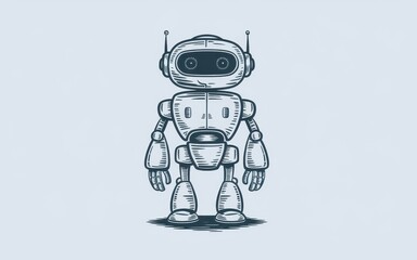 Naklejka premium A Retro Robot Stands Tall in Simple Design