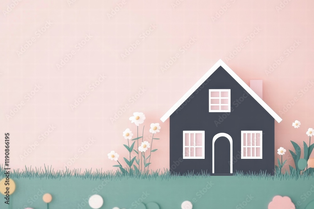 Aufkleber cozy silhouette of a house with a garden creating a warm atmosphere for relaxation and comfort durin