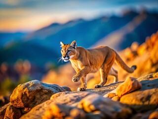 Majestic Mountain Lion in Motion: Stunning Tilt-Shift Wildlife Photography