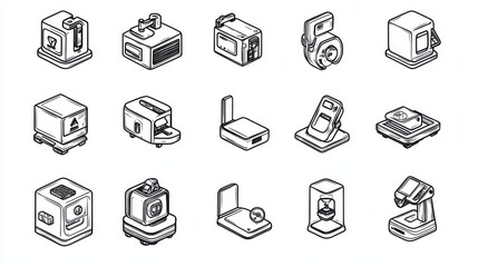 3D printing technology hand drawn outline doodle icon set. Outline doodle icon set for print, web, mobile and infographics. 3d printer vector sketch illustration set isolated on white background.