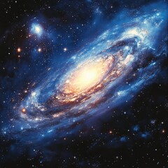 Vibrant spiral galaxy filled with bright stars and cosmic clouds in the vastness of space