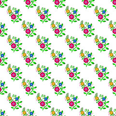 seamless pattern with red and yellow flowers