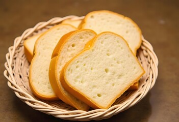 Fresh bread in a basket for a healthy breakfast or snack