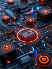 Obraz premium satellite internet visualization through virtual display, futuristic digital connectivity networking technology 