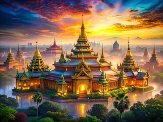 Majestic Royal Palace Double Exposure: Cityscape & Architecture