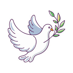 dove with olive branch vector icon, dove with olive branch vector illustration - simple illustration of dove with olive branch, perfect for logos and icons