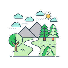 pathway through nature vector icon, pathway through nature vector illustration - simple illustration of pathway through nature, perfect for logos and icons