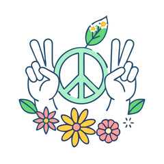 peace sign with flowers vector icon, peace sign with flowers vector illustration - simple illustration of peace sign with flowers, perfect for logos and icons